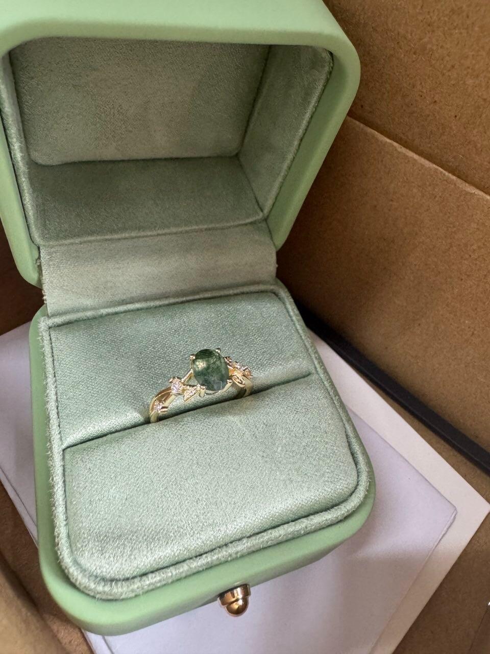 Sylvie’s Twig | Oval Cut Moss Agate Engagement Ring