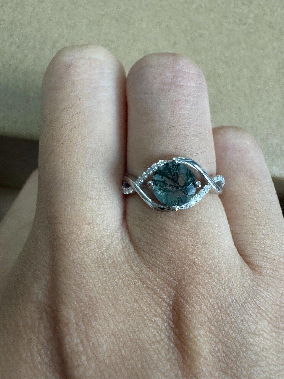 Seraphina’s Epoch | Round Moss Agate Engagement Ring