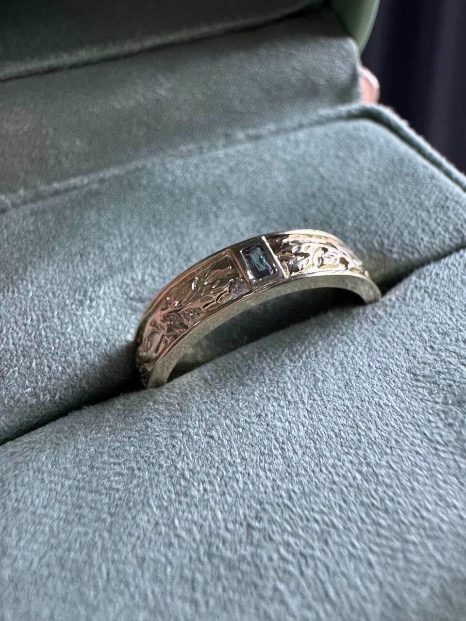 Orion’s Keystone | Baguette Green Sapphire Men’s Band