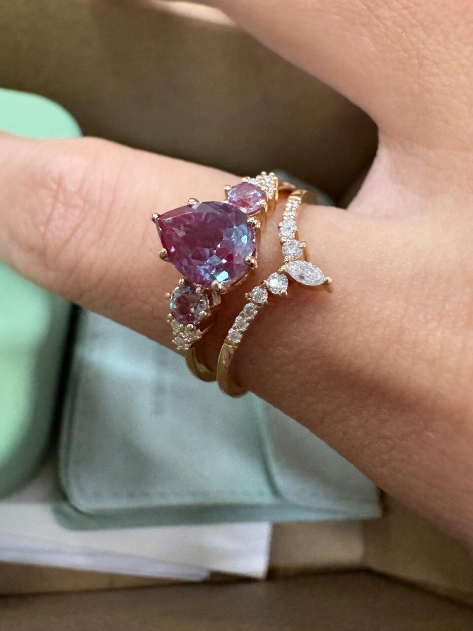 Sylvie’s Frond | Pear Alexandrite Cluster Bridal Set 2pcs