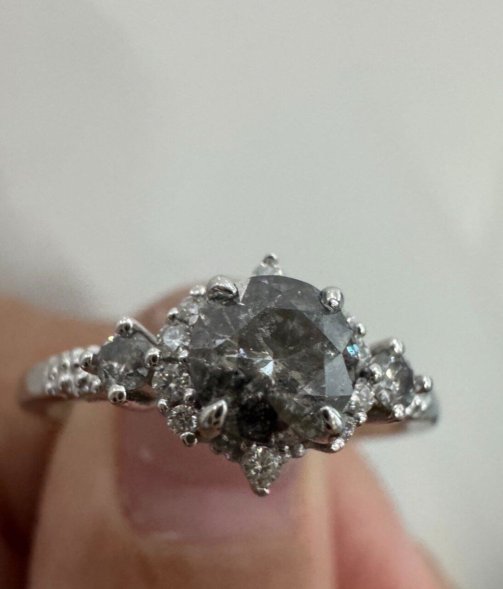 Juliet’s Jubilee | Vintage Sunflower Salt & Pepper Diamond Gold Engagement Ring