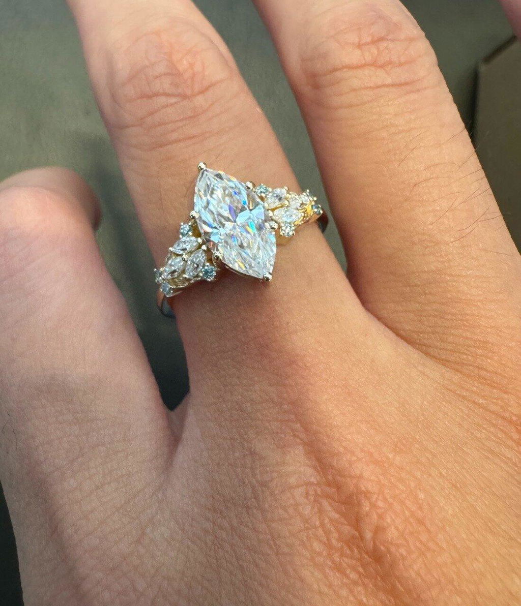 Eleonora’s Radiance | 2CT Marquise Diamond Vintage Engagement Ring