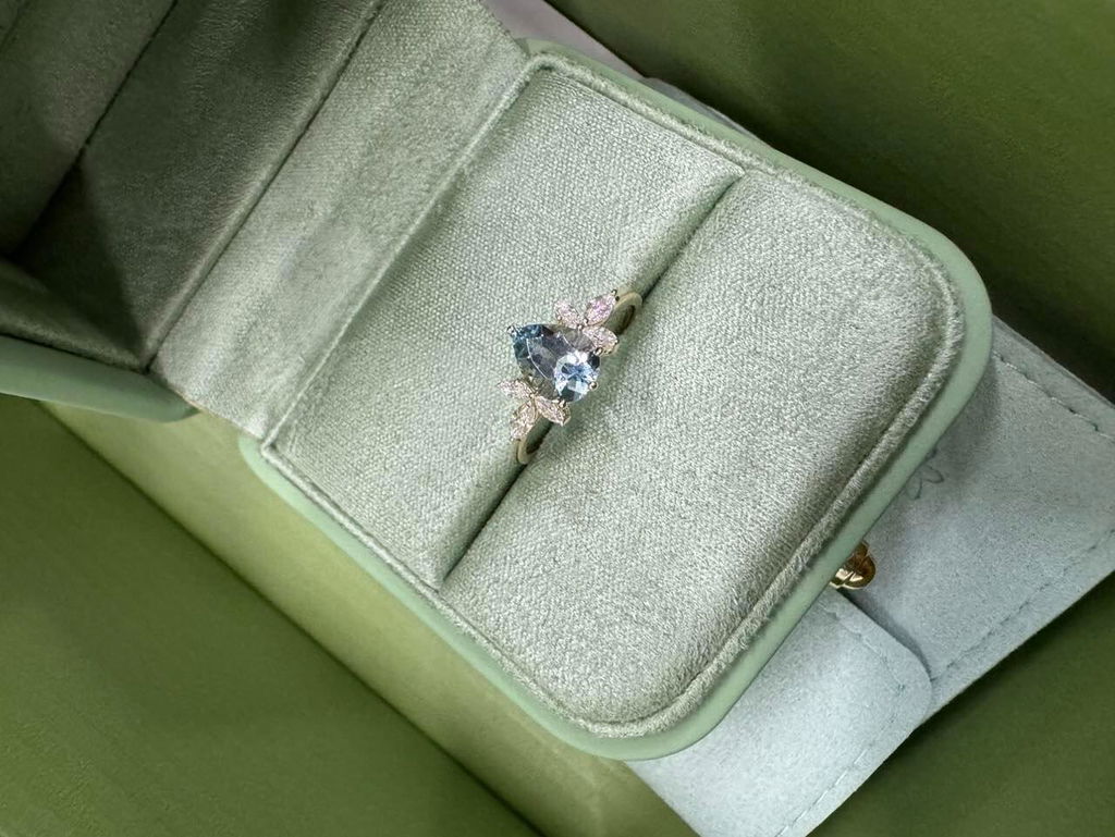 Nerida’s Tear | Pear Cut Aquamarine Classic Engagement Ring