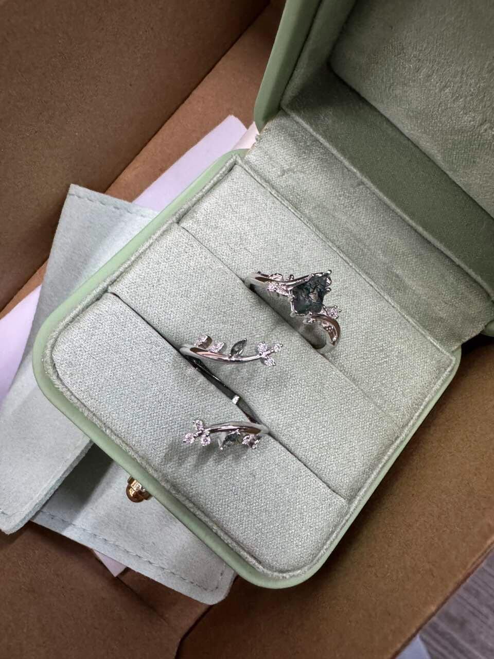 Elara’s Bower | Kite Cut Moss Agate Cage Leafy Bridal Set 2pcs