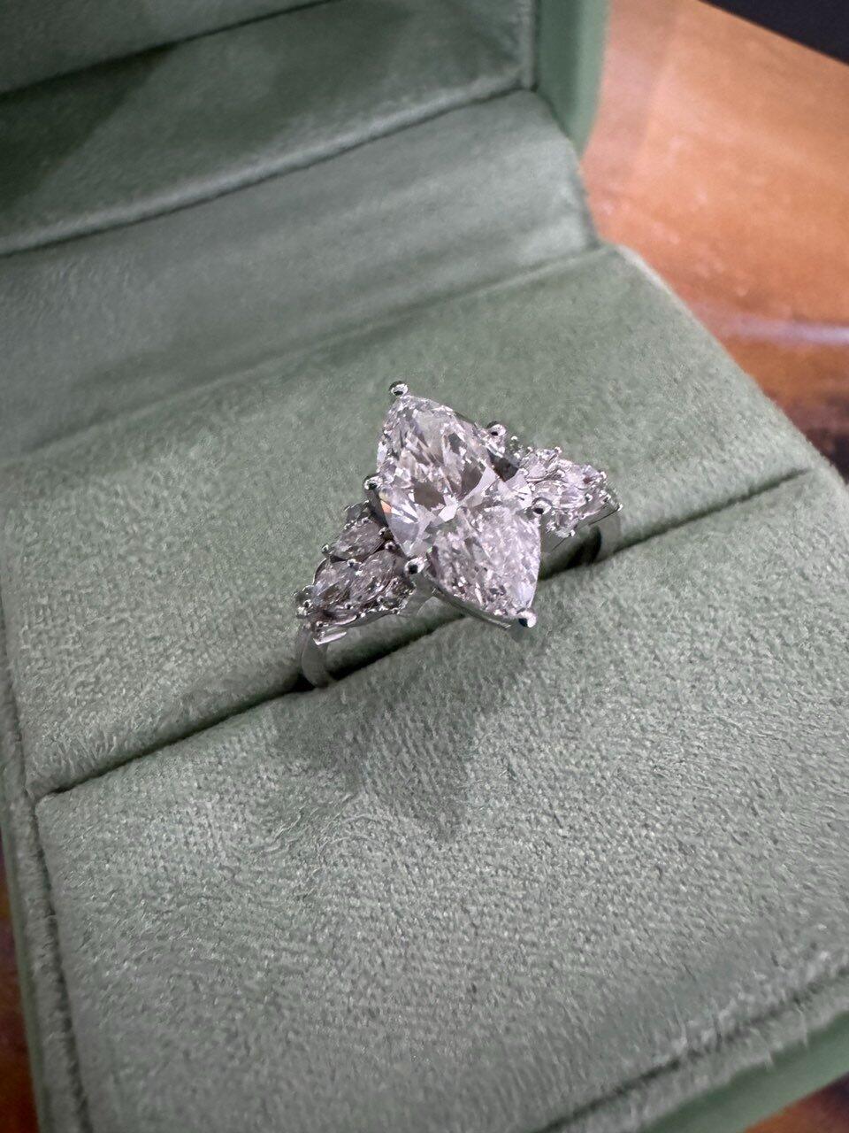 Eleonora’s Radiance | 2CT Marquise Diamond Vintage Engagement Ring