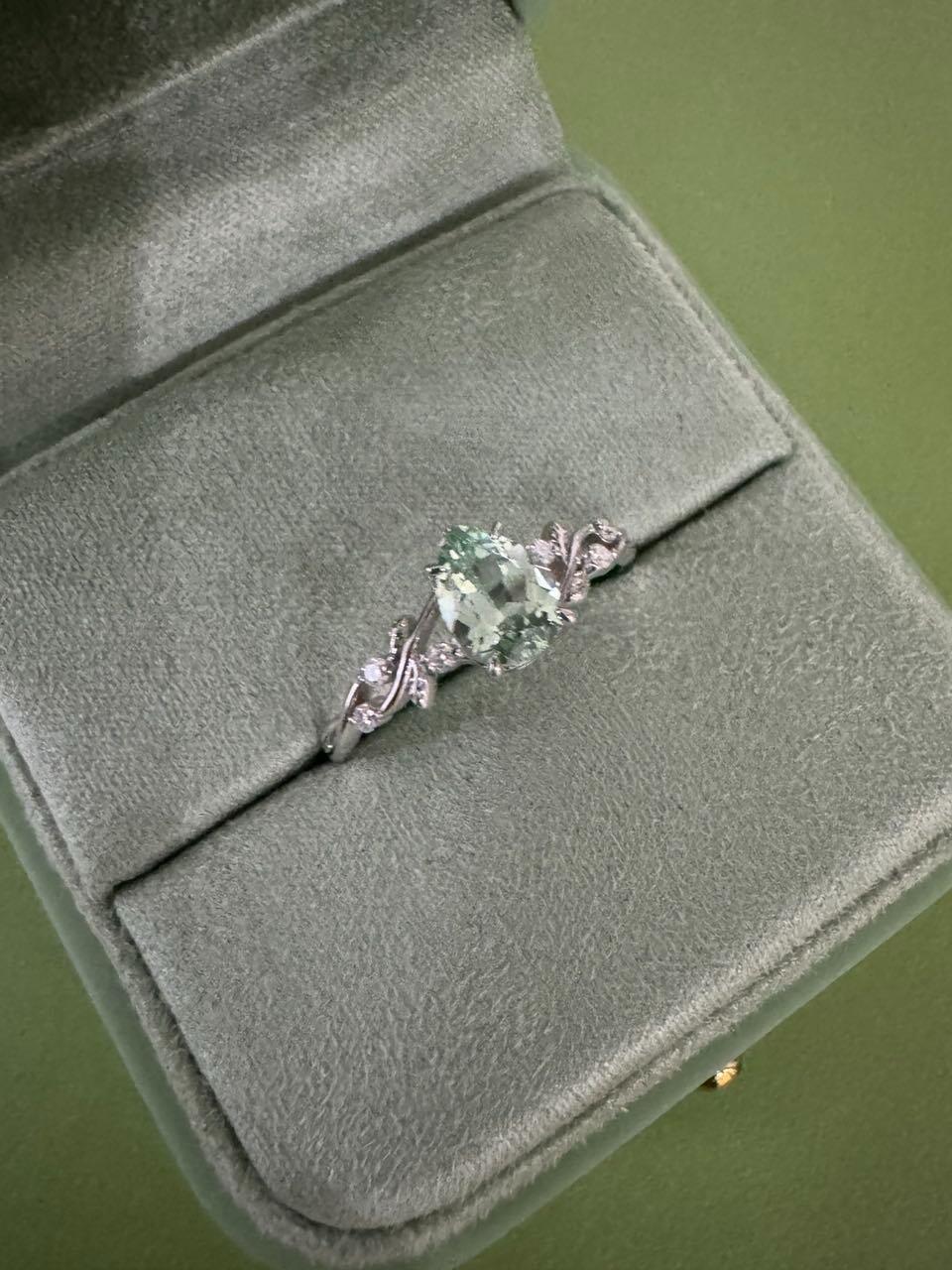 Sylvie’s Verdure | 1.3CT Green Sapphire Vine Engagement Ring