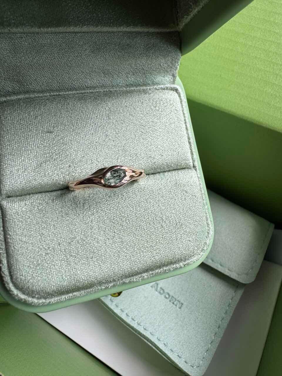 Iris’s Twig | Organic Aquamarine Dainty Ring with Branch Band