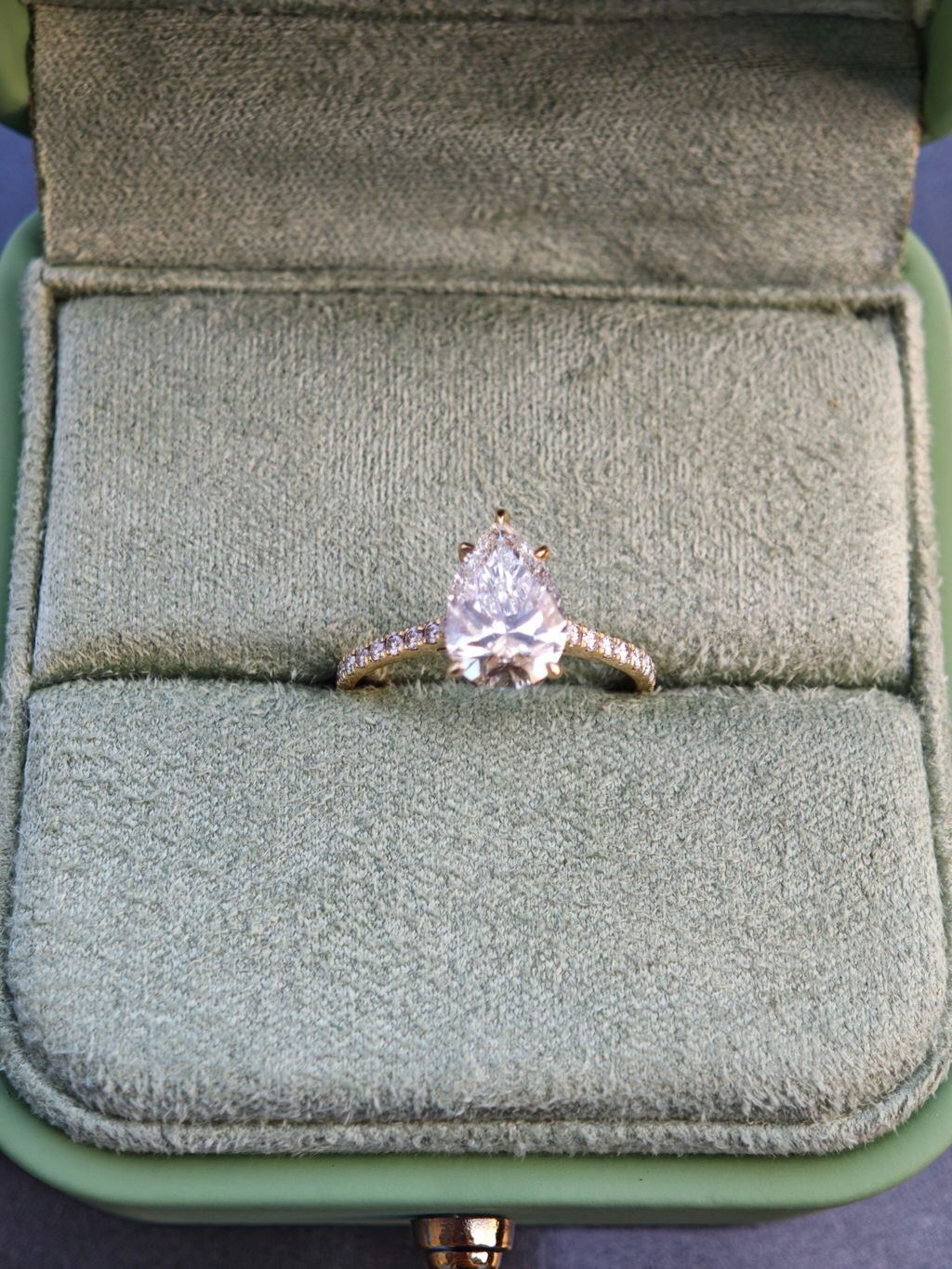 Aurelia's Radiance | 1.5CT Pear Diamond Pavé Solitaire Engagement Ring