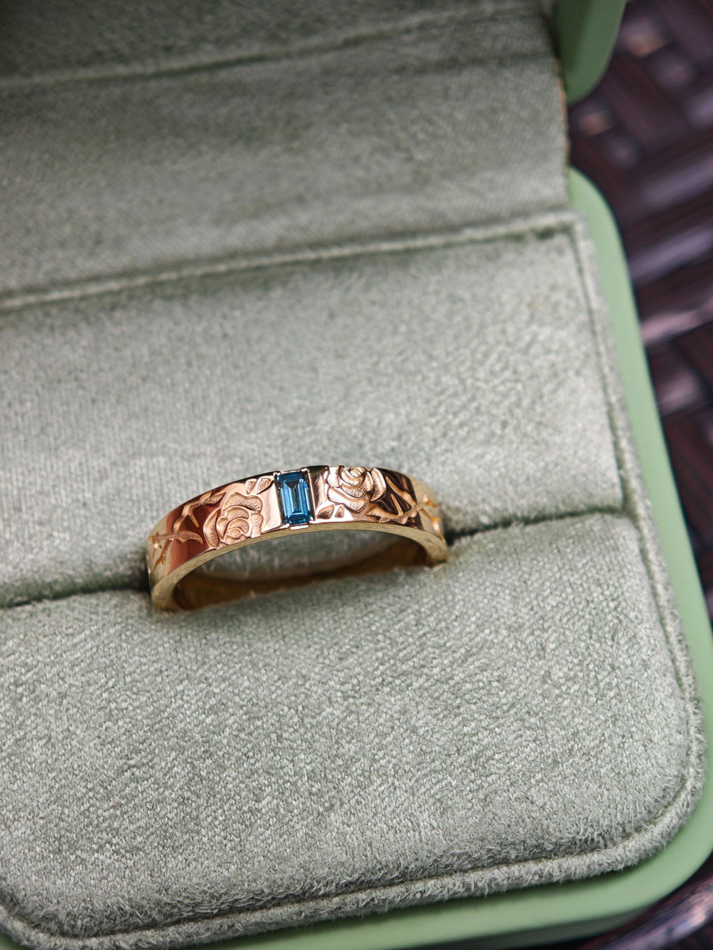 Alexandra's Thorn | Baguette Blue Sapphire Men's Band