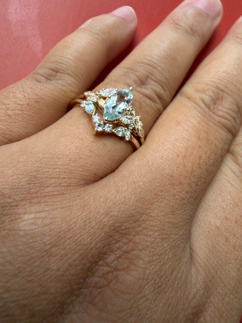 Marina’s Tide | Marquise Aquamarine Bridal Set 2pcs