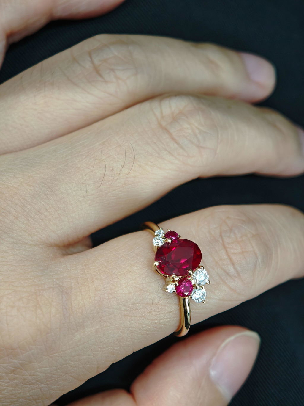 Scarlett's Glow | 1CT Vintage Oval Ruby Halo Engagement Ring