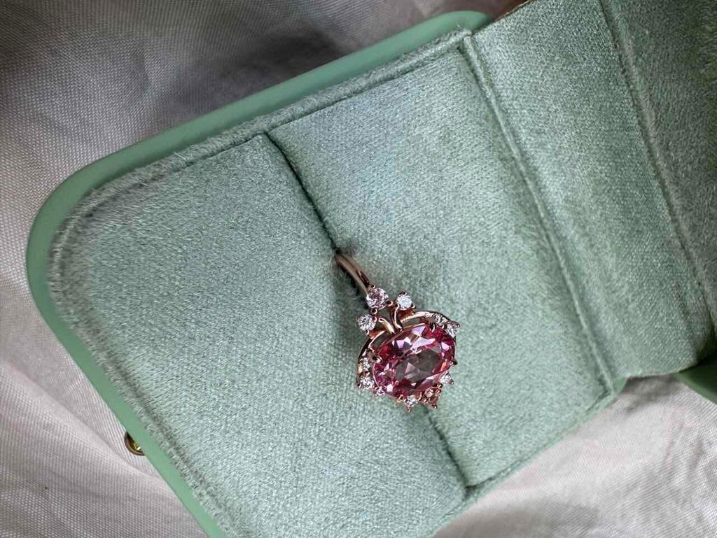 Elysia’s Dawn | Oval Pink Sapphire Vintage Engagement Ring