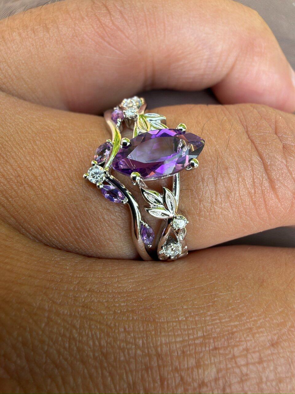 Violet’s Garland | Vintage Marquise Amethyst & Diamond Bridal Duo
