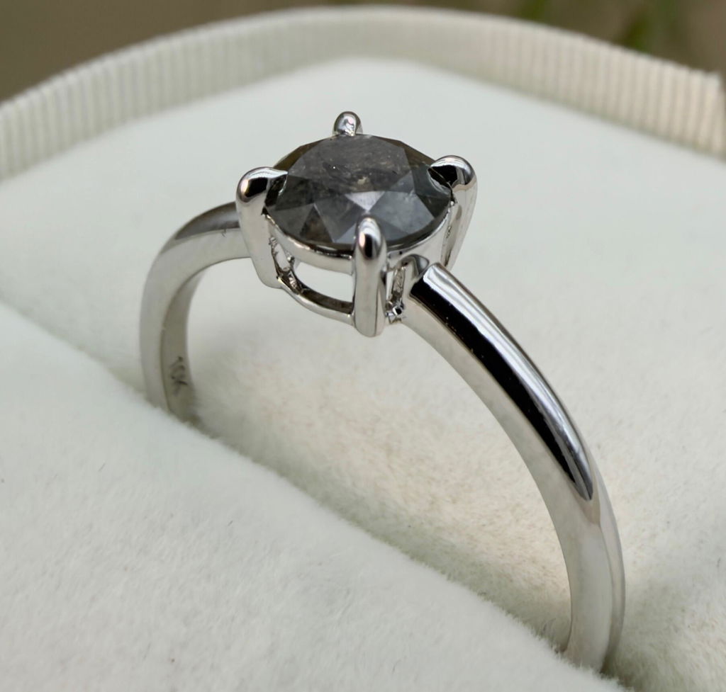 Astrid’s Stardust | 1.5CT Round Salt & Pepper Diamond Solitaire Engagement Ring