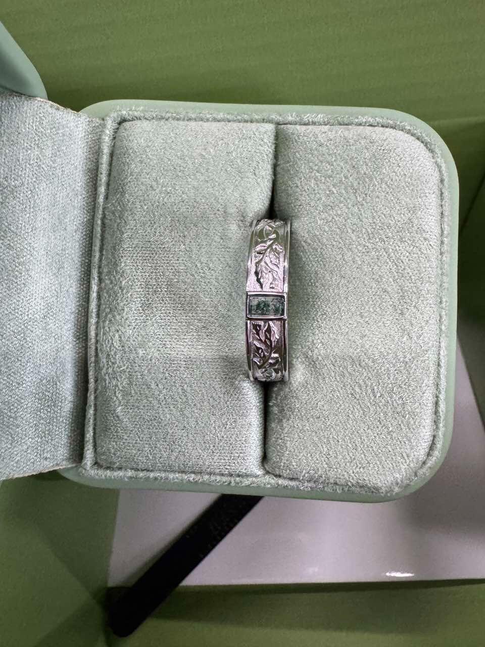 Orion’s Keystone | Baguette-Cut Moss Agate Men’s Band