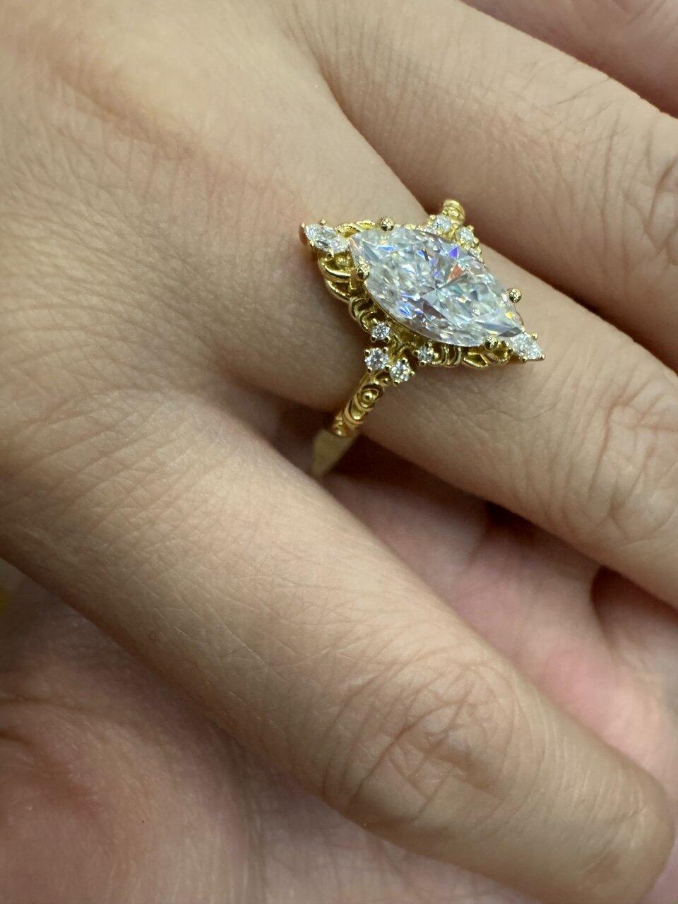Josephine’s Coronet | 2CT Marquise Diamond Filigree Vintage Engagement Ring