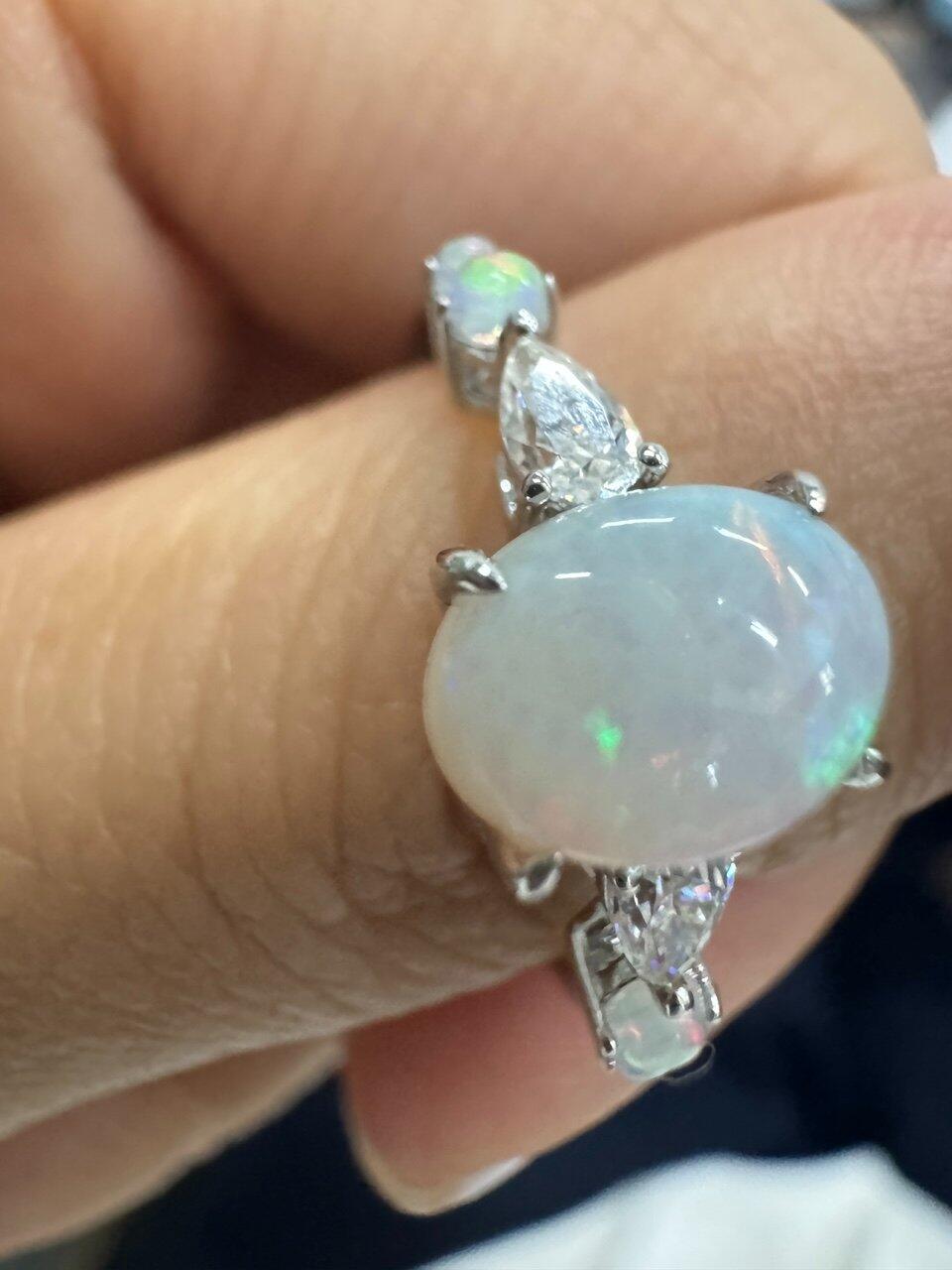 Elara’s Horizon | Oval Opal & Moissanite Engagement Ring