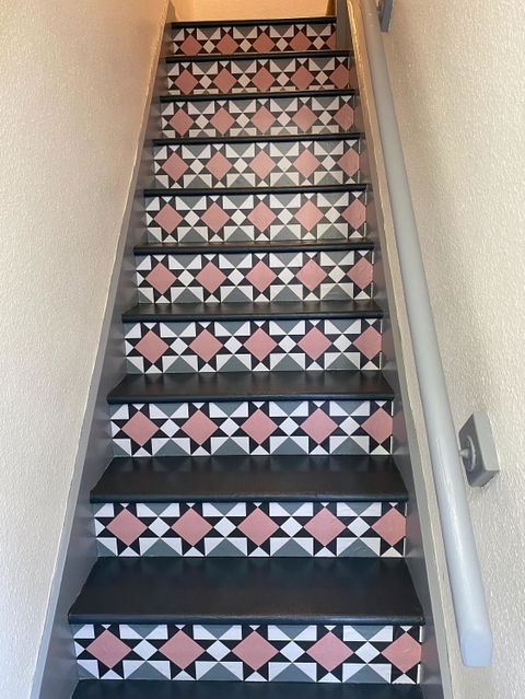 Mid-Century Modern Star Geometric Stair Riser Decals