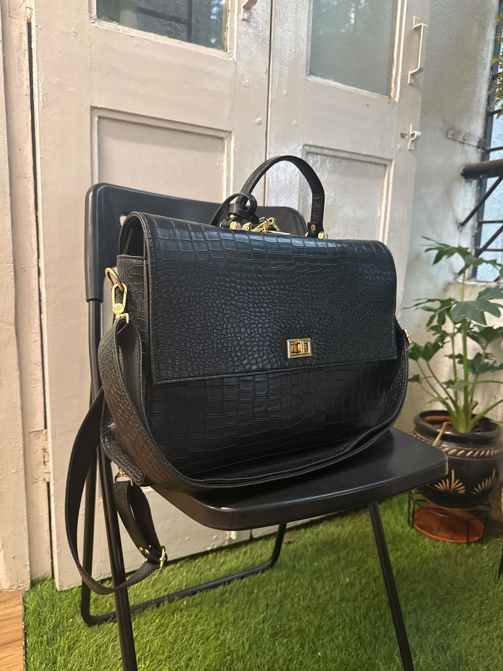 The Compact Convertible Work Bag for 14" laptops: Charcoal Chic (3 in 1 - Backpack, Crossbody/Tote & Handbag)