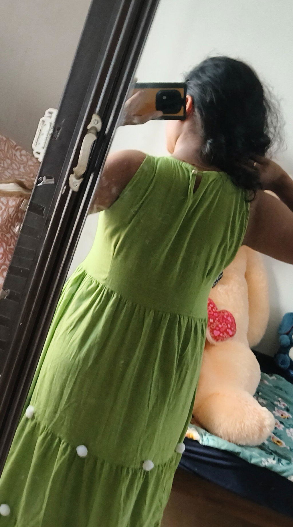 Green Embellished Sleeveless Cotton Slub Anarkali Gown