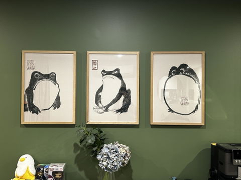 Green Frog Wall Prints by Matsumoto Hoji - Set of 3 | Art & Canvas Print