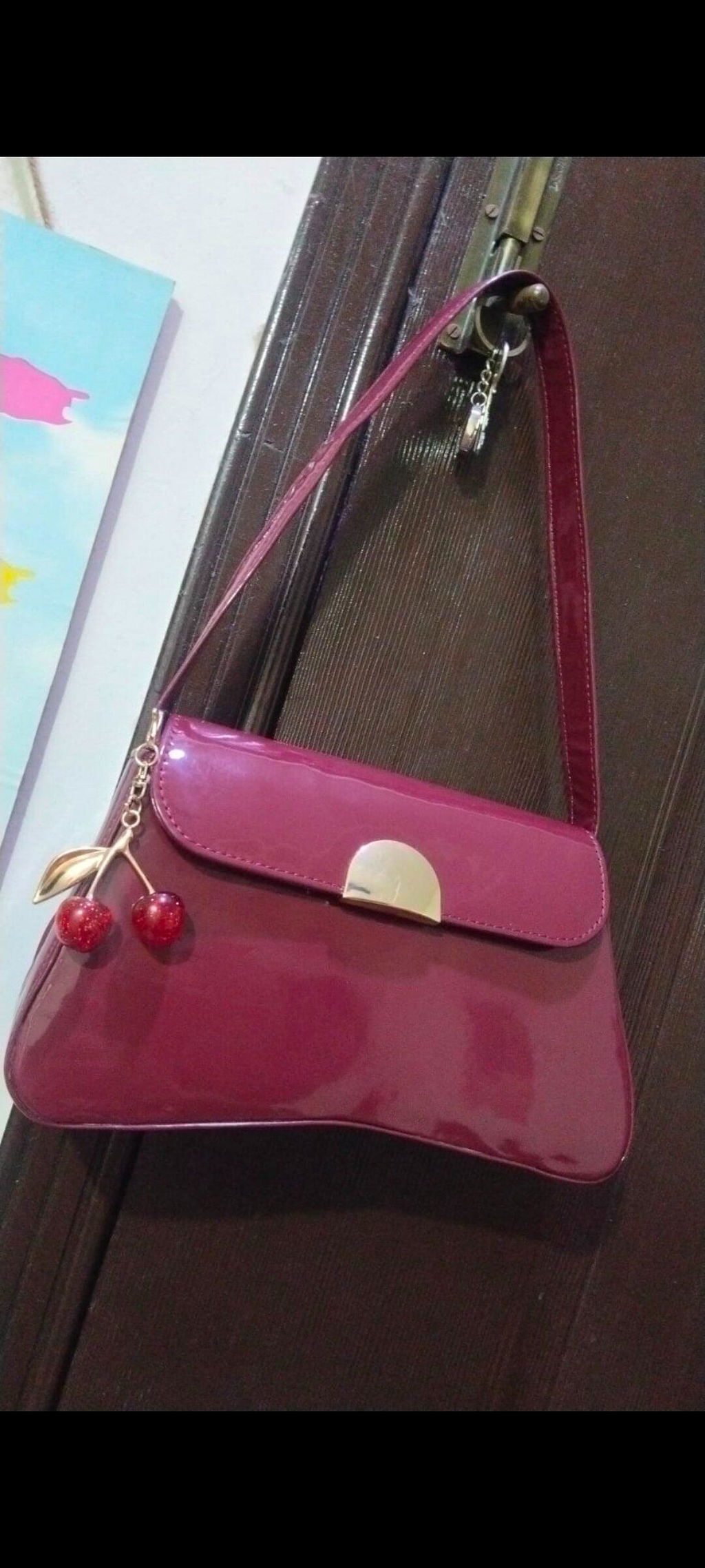 Imported Gold metal Cherry Keychain