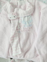 Young Eyes Shy Cat Pink Blue Fuzzy Sweater Striped Scarf Set