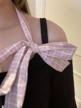 Crazy Girl Pink Bow Black Off Shoulder Shirt Top