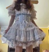 Kitten Bullet Rose Heart Palpitation White Pink Blue Black Skirt
