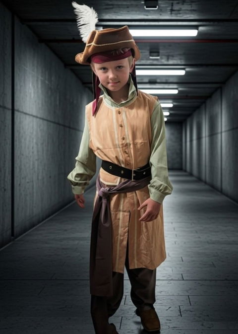 Clark Pirate Costume Tan Liminal Space Explorer Long Waistcoat and Trousers Set for Boys Mens Halloween Carnival