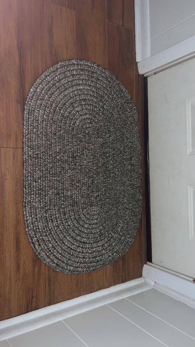 Beige Farmhouse Rug -  Washable Indoor/Outdoor -Primitive Braided Rugs  - Made in USA