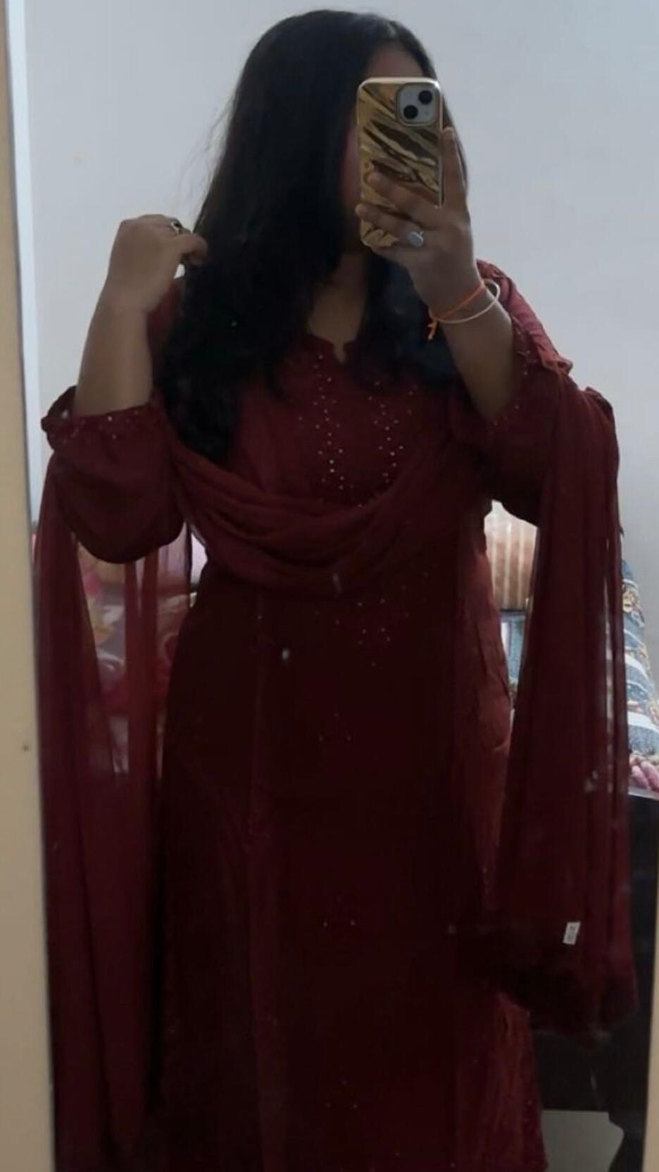 Rayon Cotton Chikankari Kurta with Palazzo & Chiffon Dupatta
