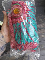 Sushila Vintage Teal Green Dupatta Floral Embroidered Pure Tussar Silk LongStole