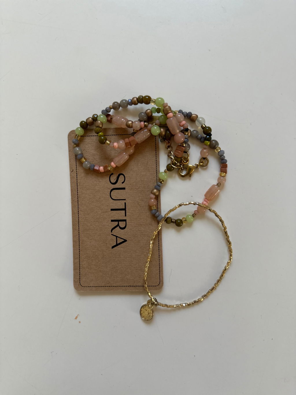 Kai Peach Crystal Stone Choker Necklace/ Halskette
