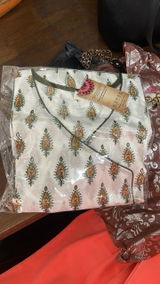 Floral Printed Angrakha Kurti - White
