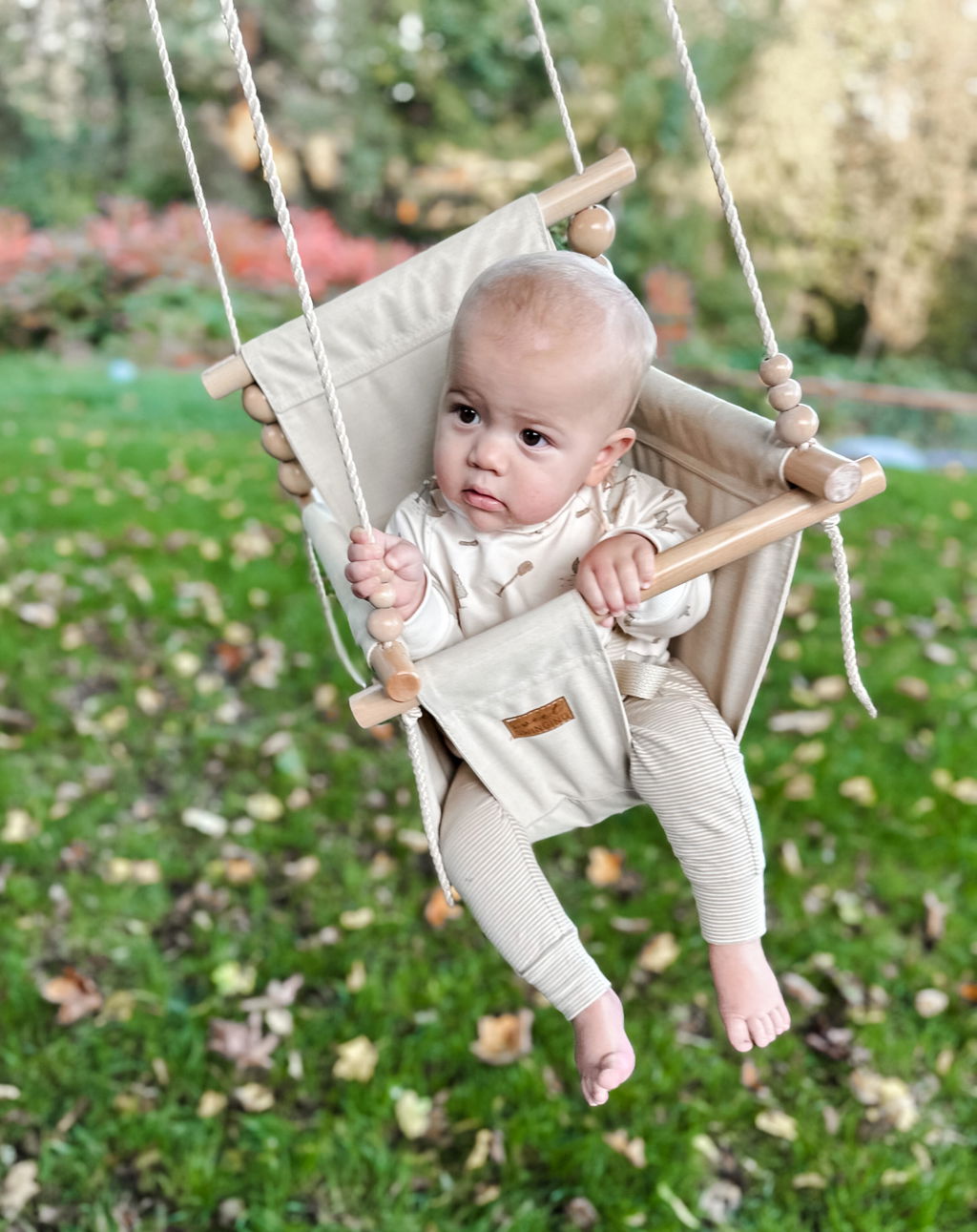 Premium Outdoor High Back Baby & Toddler Swing- Wheat