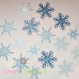 Snowflakes - Blue/white Pre-cut wafer Snowflakes