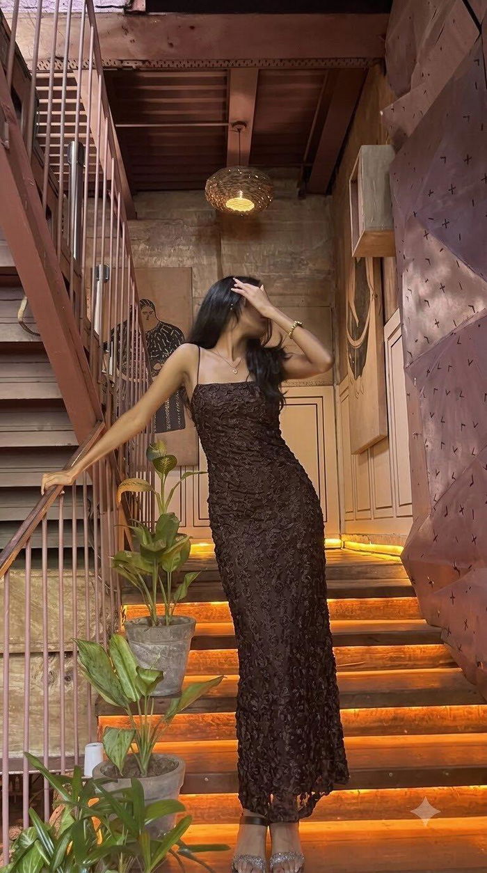 Vamika Dua wearing Chocolate Bloom Maxi Dress