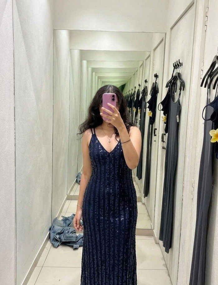 Grishma wearing Serena Sapphire Blue Maxi Dress