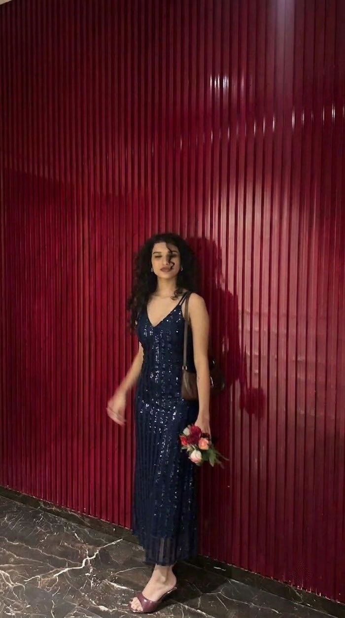 Liyana wearing Serena Sapphire Blue Maxi Dress