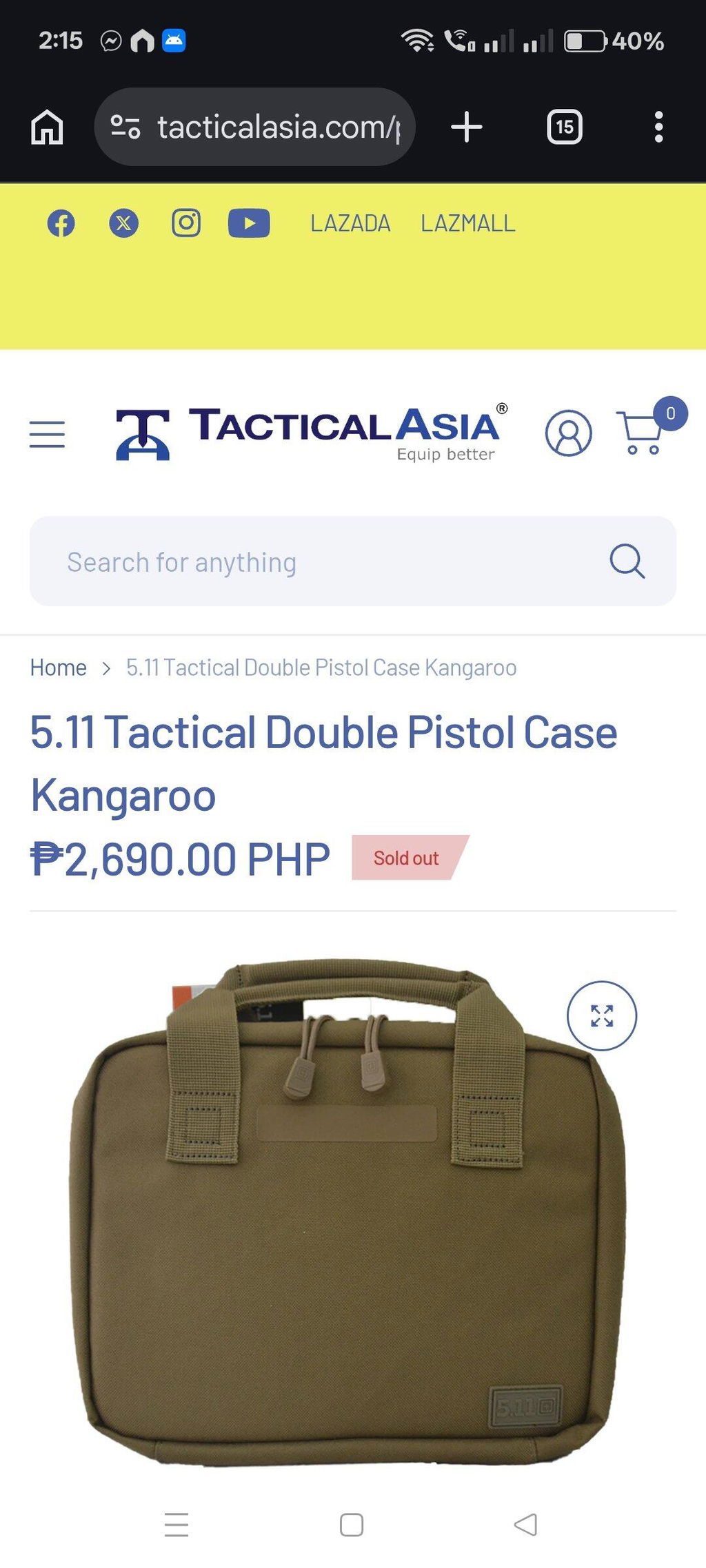 5.11 Tactical Double Pistol Case Kangaroo