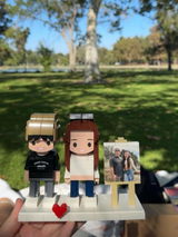 Custom Brick Couple Figurine from Photo, Personalized 3D Building Block Toy Mini Figure, Unique Wedding Anniversary Gift with Display Frame