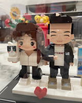 Custom Brick Couple Figurine from Photo, Personalized 3D Building Block Toy Mini Figure, Unique Wedding Anniversary Gift with Display Frame