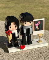 Custom Brick Couple Figurine from Photo, Personalized 3D Building Block Toy Mini Figure, Unique Wedding Anniversary Gift with Display Frame
