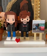 Custom Brick Couple Figurine from Photo, Personalized 3D Building Block Toy Mini Figure, Unique Wedding Anniversary Gift with Display Frame