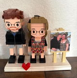 Custom Brick Couple Figurine from Photo, Personalized 3D Building Block Toy Mini Figure, Unique Wedding Anniversary Gift with Display Frame