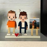 Custom Brick Couple Figurine from Photo, Personalized 3D Building Block Toy Mini Figure, Unique Wedding Anniversary Gift with Display Frame