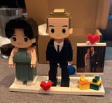 Custom Brick Couple Figurine from Photo, Personalized 3D Building Block Toy Mini Figure, Unique Wedding Anniversary Gift with Display Frame