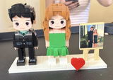 Custom Brick Couple Figurine from Photo, Personalized 3D Building Block Toy Mini Figure, Unique Wedding Anniversary Gift with Display Frame