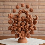 Hand Sculpted Clay Mexican Folkart “Arbol de Vida” Sculpture, Brown